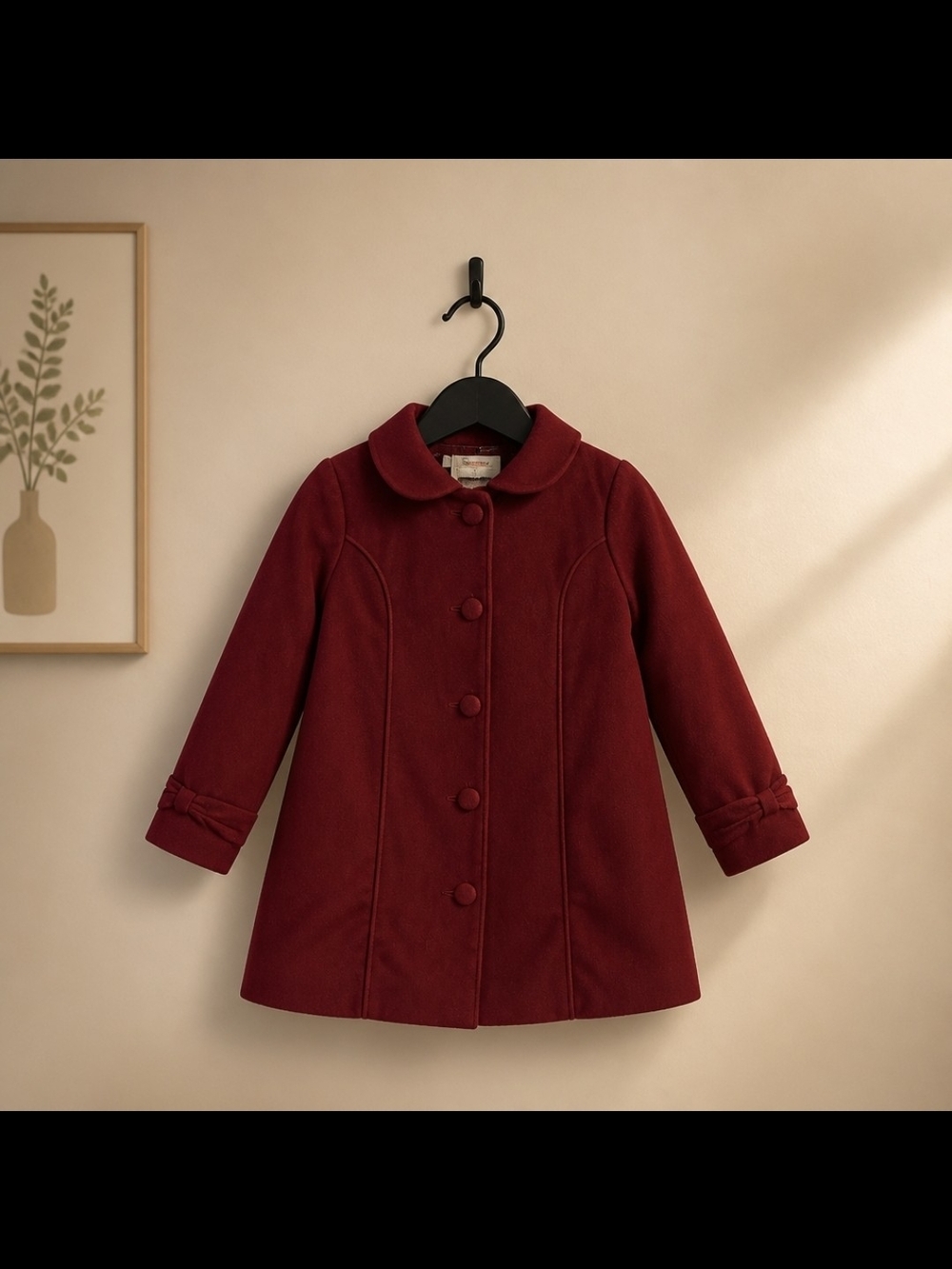 Tommy Bahama Girls' Burgundy Peter Pan Collar Coat